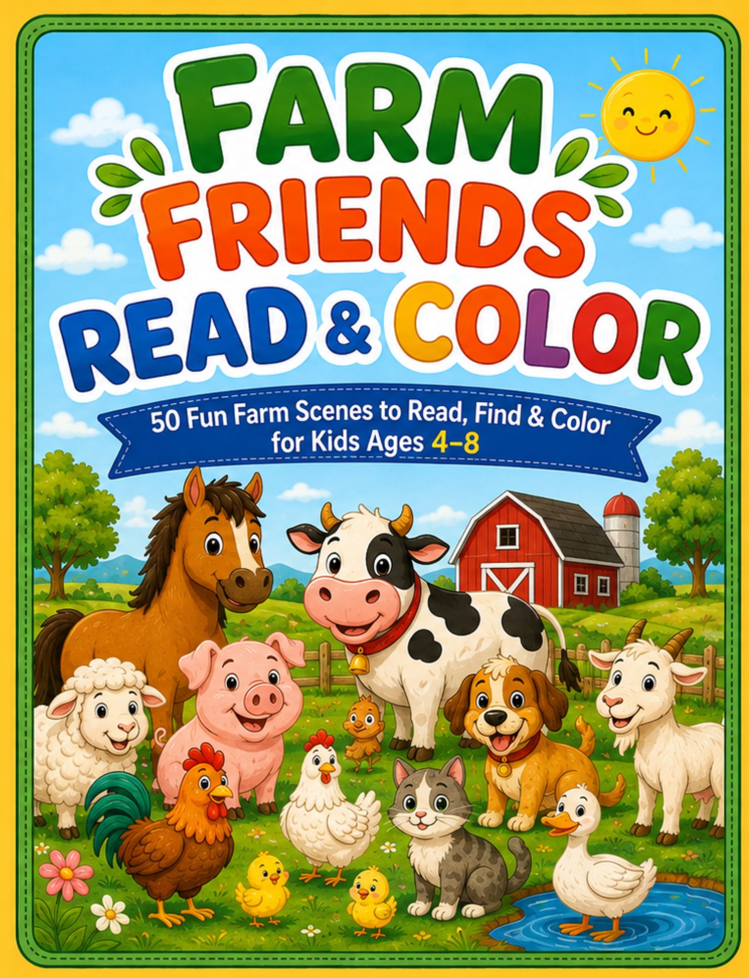 Cover of the Wonder Nest book Farm Friends Read & Color